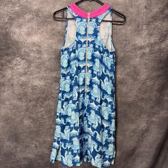 Lilly Pulitzer Carlotta Shift Dress Size 2 Joy Ride Elephant Print Embroidered - Picture 6 of 13